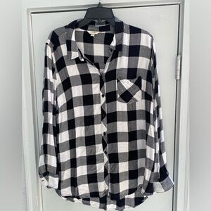 Black and White Checkered Button-Up Shirt